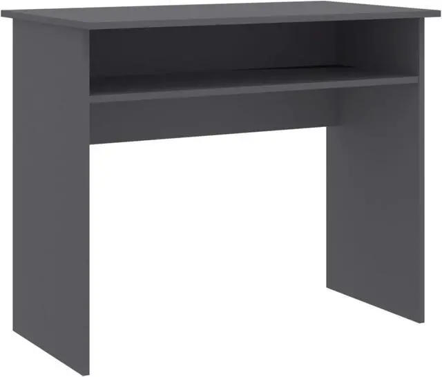 Alt view image 7 of 11 - vidaXL Desk Computer Desk Home Office Desk with Shelf Gray Engineered Wood