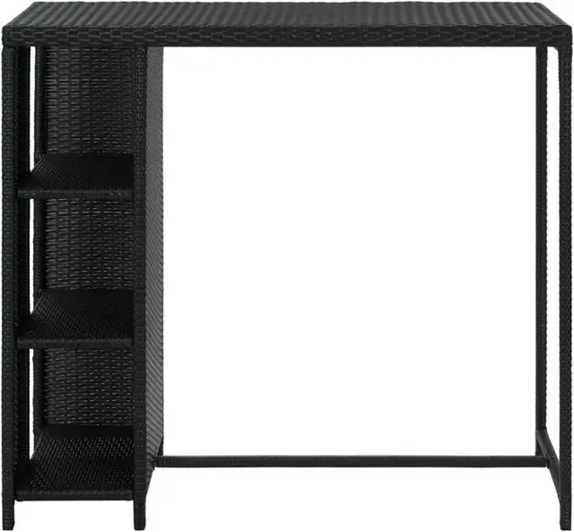 Alt view image 10 of 16 - vidaXL Bar Table with Storage Rack Black Poly Rattan Dining Room Kitchen Table