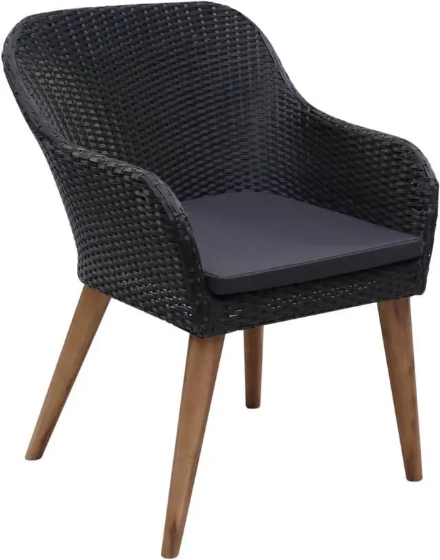 Alt view image 9 of 14 - vidaXL Patio Chairs 2 Pcs Patio Dining Chair with Cushions Poly Rattan Black