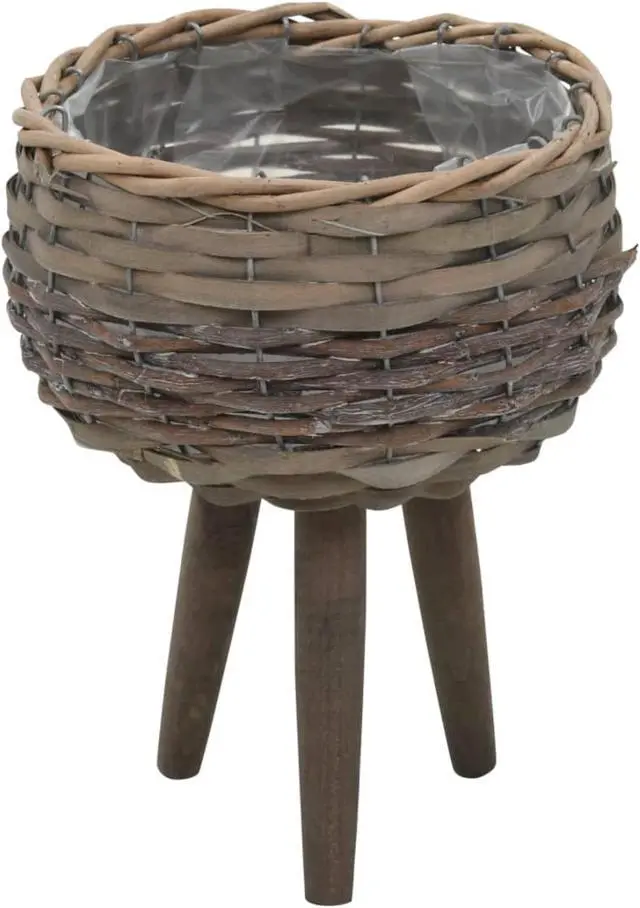 Alt view image 11 of 11 - vidaXL Planters Flower Boxes with PE Lining Wicker Plant Boxes 3 Pcs Solid Wood