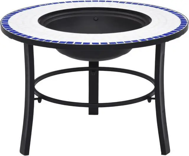Alt view image 8 of 20 - vidaXL Fire Pit Fireplace Camping Picnic Firebowl Outdoor Blue and White Ceramic