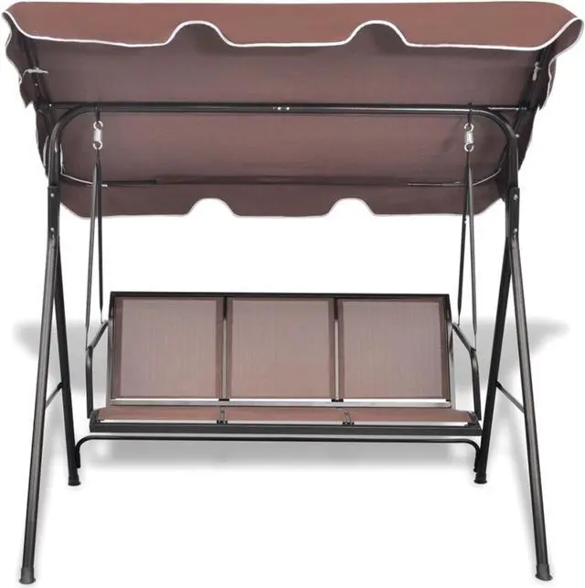 Alt view image 6 of 16 - vidaXL Swing Chair Outdoor Swing Bench with Adjustable Canopy Coffee Steel
