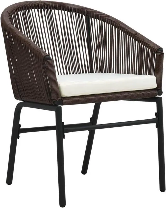 Alt view image 2 of 12 - vidaXL 3 Piece Bistro Set with Cushions PVC Rattan Brown