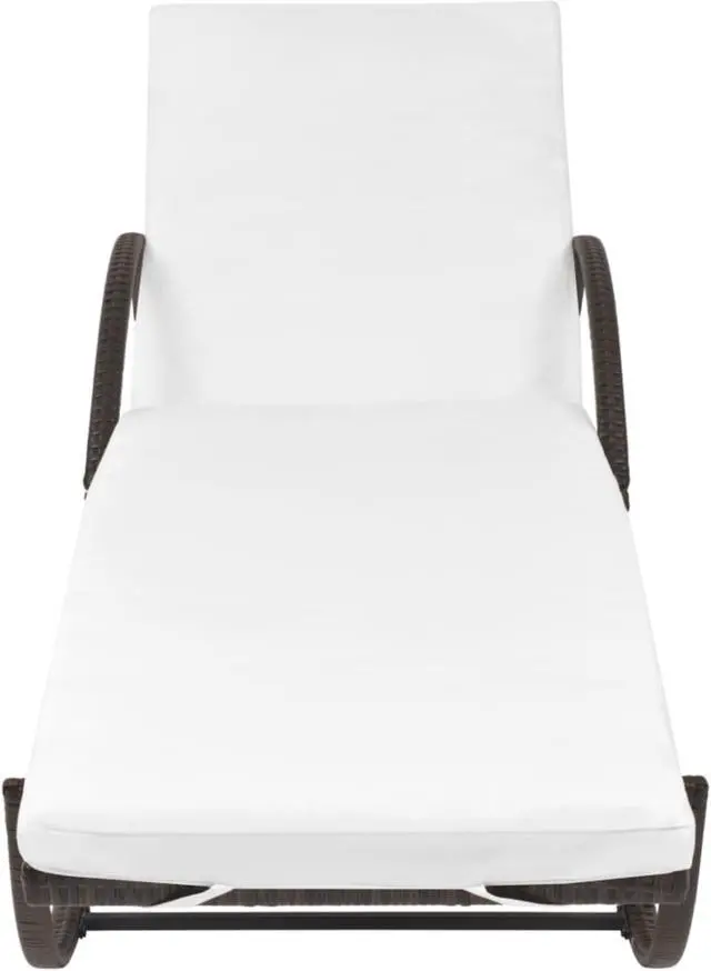Alt view image 11 of 14 - vidaXL Patio Lounge Chair with Cushion and Adjustable Backrest Brown Poly Rattan