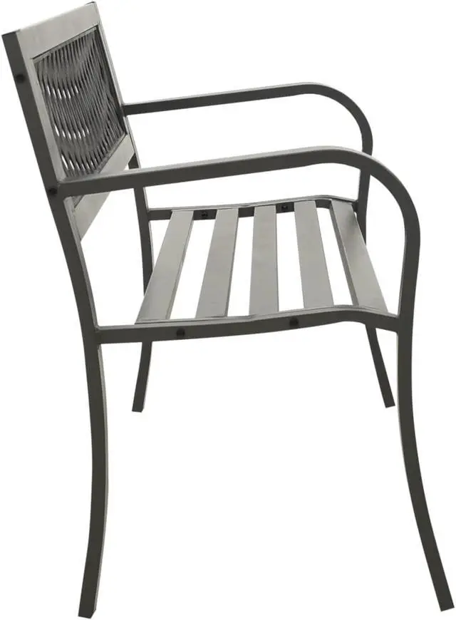 Alt view image 3 of 10 - vidaXL Garden Bench 49.2" Steel Gray