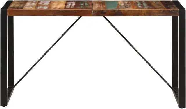 Alt view image 10 of 11 - vidaXL Dining Table 55.1"x27.6"x29.5" Solid Reclaimed Wood