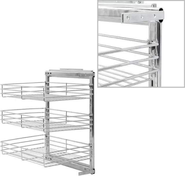 Alt view image 8 of 10 - vidaXL Slide Out Pantry Shelves 3-Tier Pull Out for 14.6"x13.8"x23.6" Cabinet
