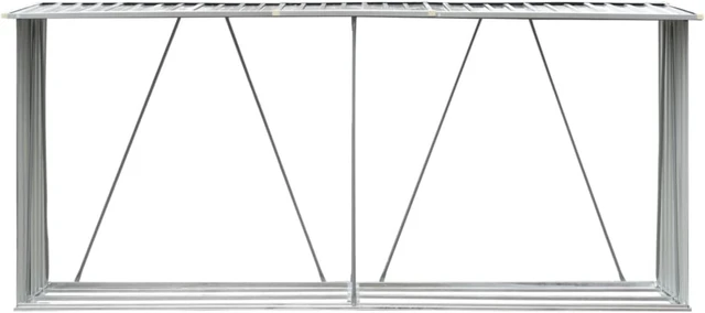 Alt view image 9 of 11 - vidaXL Firewood Rack Log Storage Holder Stand with Roof Galvanized Steel 129.9"