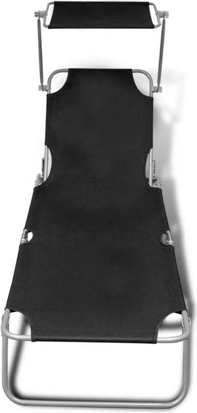Alt view image 7 of 10 - vidaXL Sun Lounger Black Powder-Coated Steel, Polyester Standard