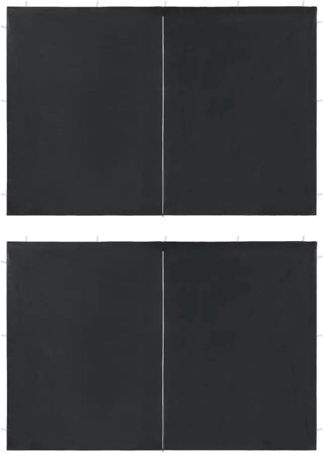 Alt view image 4 of 10 - vidaXL Party Tent Sidewall 2 Pcs Patio Canopy Sidewall with Zipper PE Anthracite