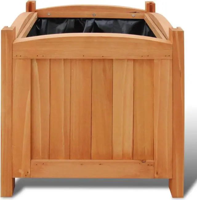 Alt view image 7 of 14 - vidaXL Planter Flower Boxes with PE Lining Patio Plant Boxes 2 Pcs Solid Wood