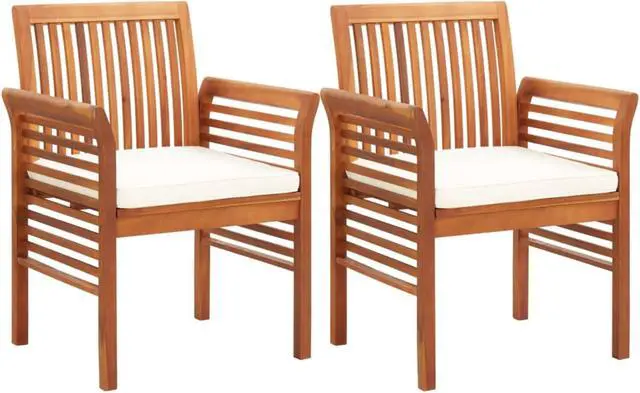 Main image of vidaXL Garden Dining Chairs with Cushions 2 pcs Solid Acacia Wood