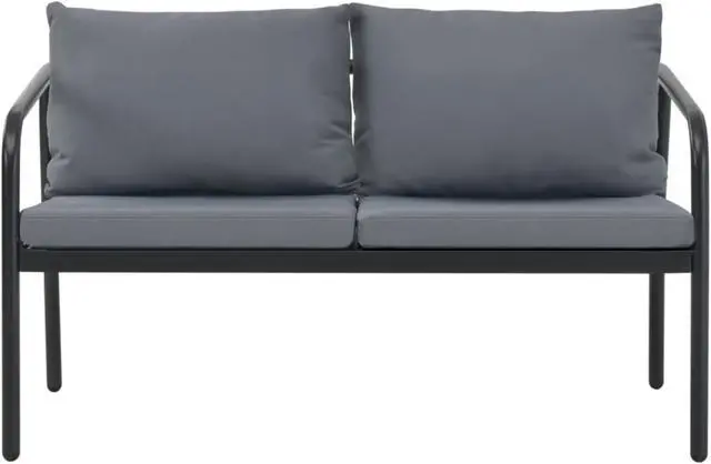 Alt view image 9 of 14 - vidaXL 2 Seater Sofa Couch with Cushions Patio Wicker Love Seat Aluminum Gray