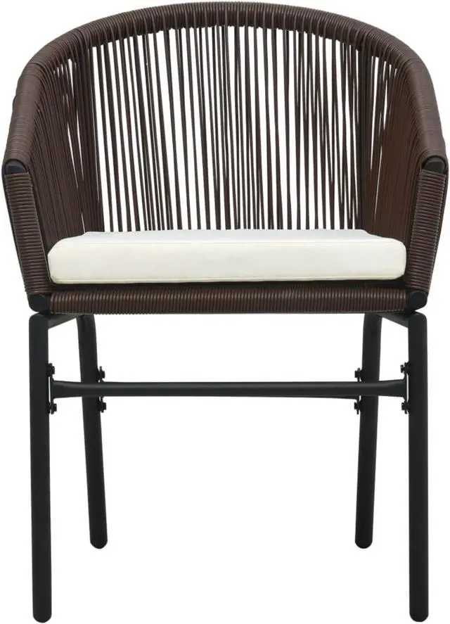 Alt view image 3 of 12 - vidaXL 3 Piece Bistro Set with Cushions PVC Rattan Brown