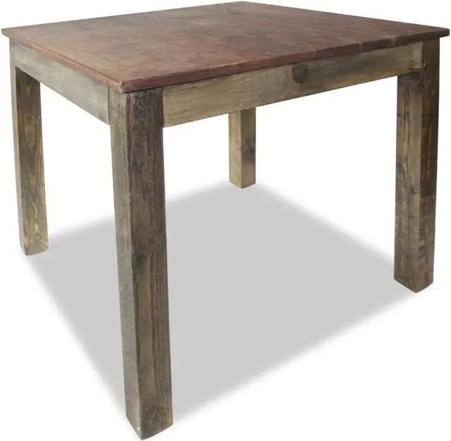 Alt view image 10 of 14 - vidaXL Dining Table 32.3" Solid Reclaimed Wood Rustic Room Stand Deck Couch