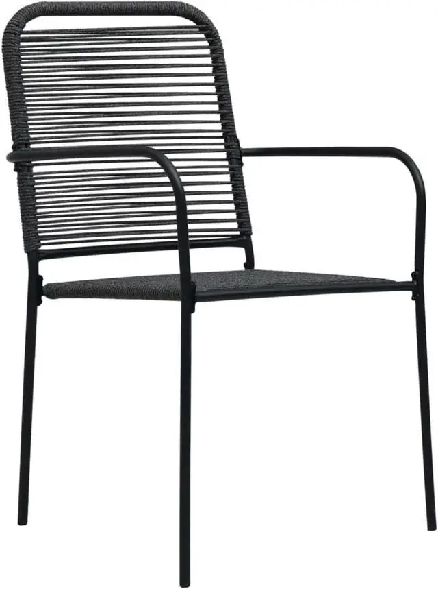 Alt view image 9 of 10 - vidaXL Patio Chairs 4 Pcs Outdoor Patio Chair Cotton Rope and Steel Black