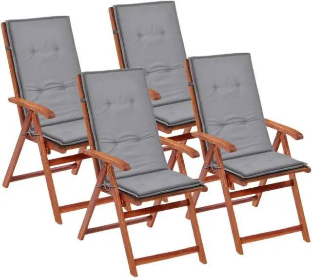 Alt view image 6 of 11 - vidaXL Chair Cushion 4 Pcs Outdoor Garden High Back Chair Cushion Gray Fabric