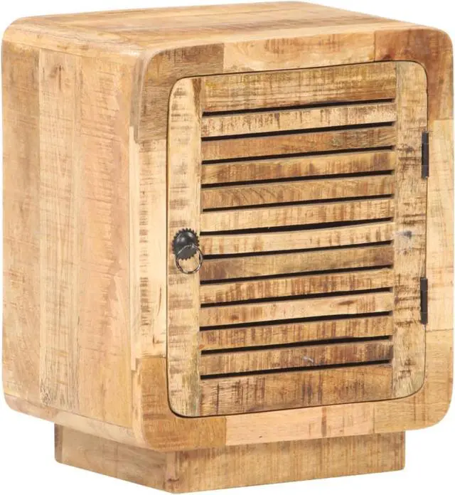 Alt view image 6 of 14 - vidaXL Bedside Cabinet 15.7"x11.8"x19.7" Rough Mango Wood