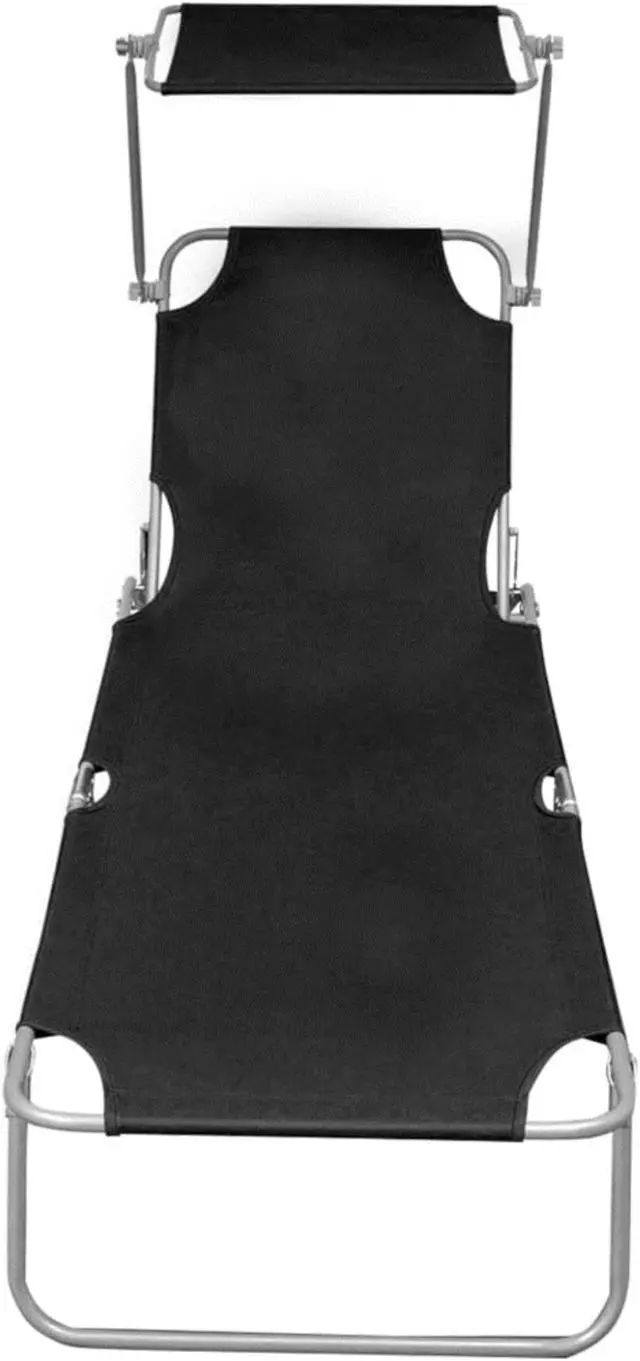Alt view image 10 of 14 - vidaXL Sunlounger Black Powder-coated aluminum Standard Foldable
