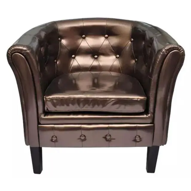 Alt view image 4 of 7 - vidaXL Tub Chair Brown Faux Leather Armchair Recliner Sleeper Relaxing Chair