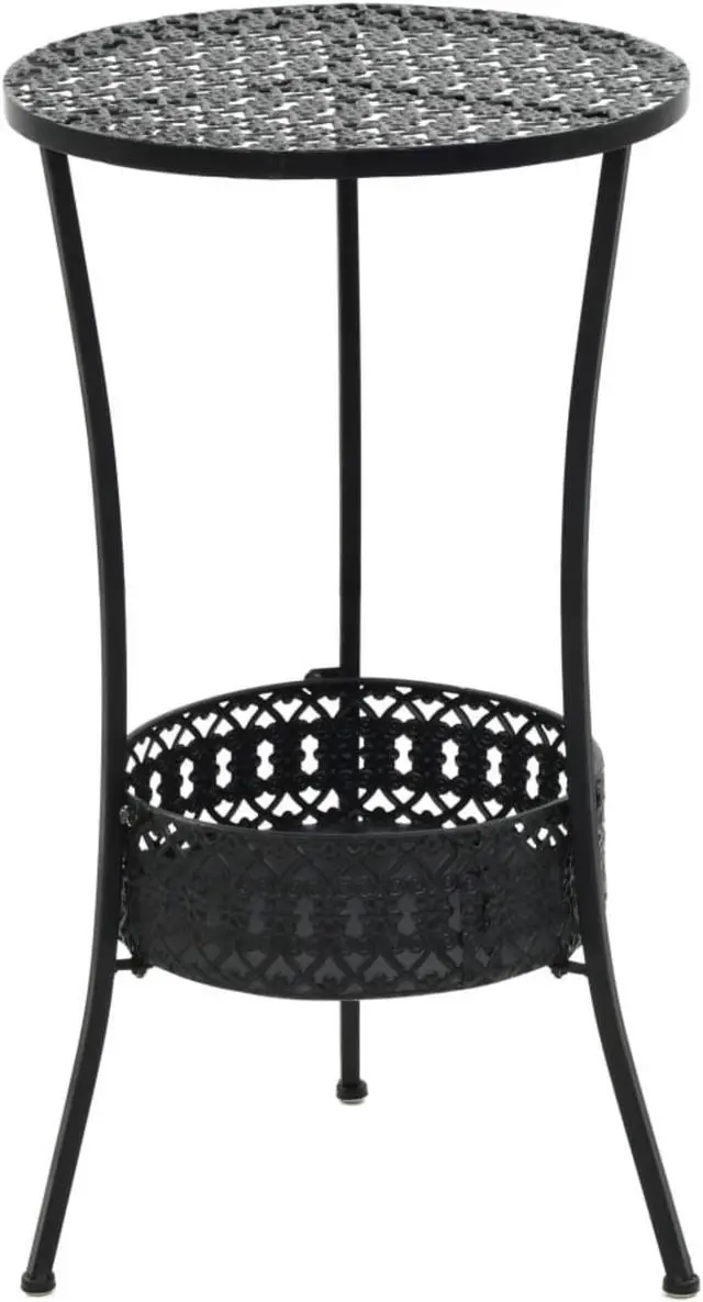 Alt view image 4 of 13 - vidaXL Bistro Table Patio Table with Storage Garden Outdoor Side Table Metal