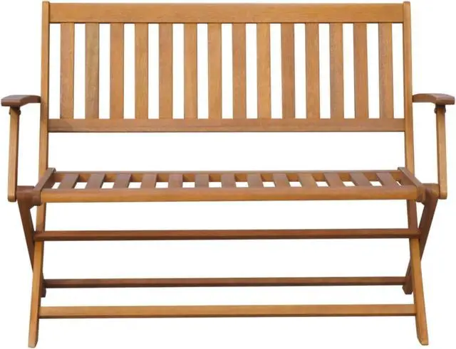 Alt view image 6 of 10 - vidaXL Folding Garden Bench Patio Wooden Bench with Armrest Solid Wood Acacia