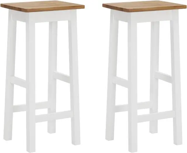 Alt view image 8 of 10 - vidaXL Bar Stools Bar Seats Counter Height Island Stools 2 Pcs Solid Oak Wood
