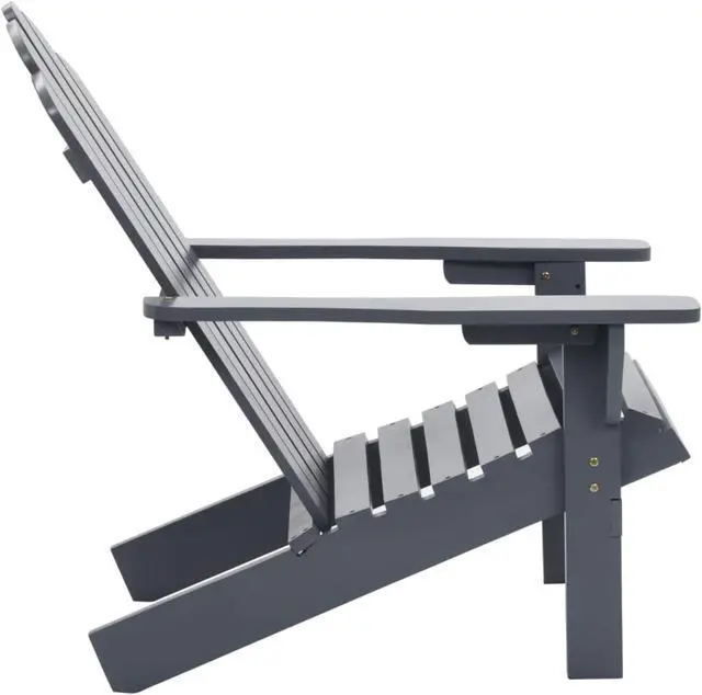 Alt view image 9 of 11 - vidaXL Patio Chair Patio Adirondack Chair for Outdoor Porch Garden Wood Gray
