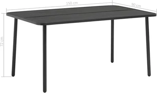 Alt view image 8 of 13 - vidaXL Patio Table Outdoor Dining Table Garden for Balcony Steel Dark Gray