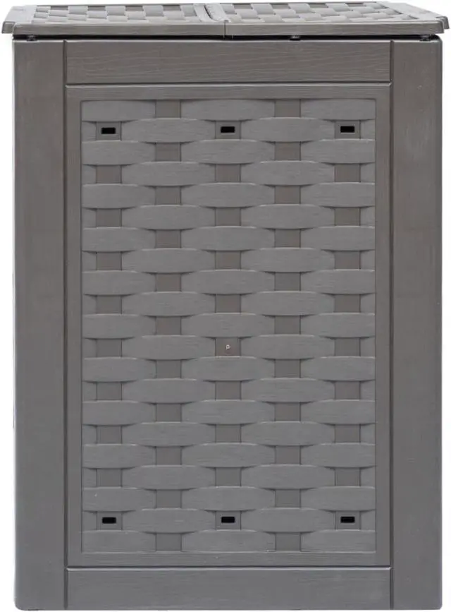 Alt view image 11 of 11 - vidaXL Garden Composter Trash Can Compost Bin with Lid Brown Plastic Rattan