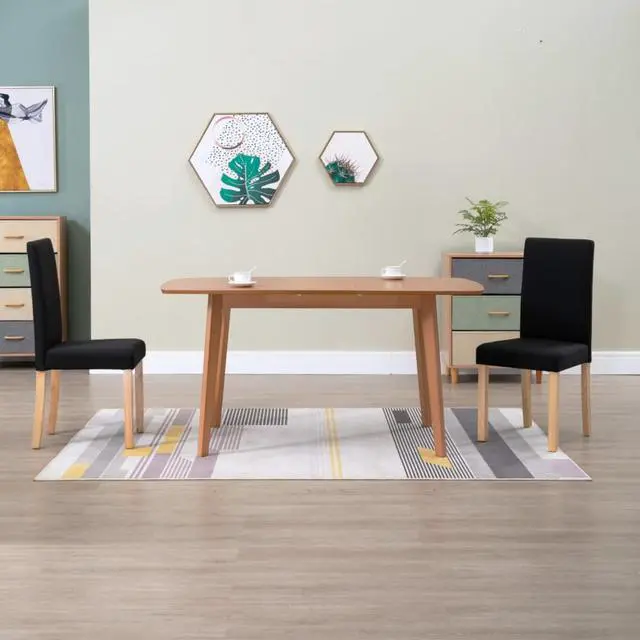 Alt view image 8 of 11 - vidaXL Dining Chairs 2 Pcs Accent Side Chair with Solid Wood Legs Black Fabric