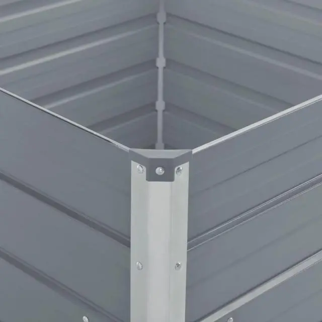 Alt view image 11 of 11 - vidaXL Raised Garden Bed Interior Bracket 39.4" Galvanized Steel Gray Planter