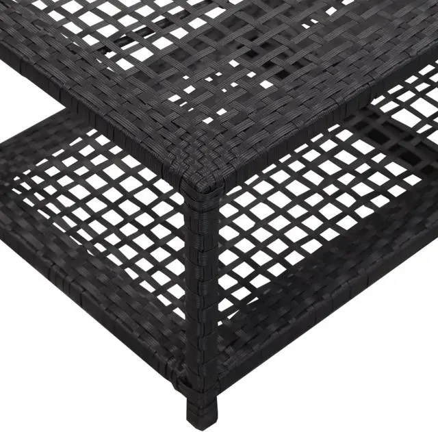 Alt view image 9 of 11 - vidaXL Shoe Rack 2-Tier Shoe Storage Organizer Shoe Shelf Black Poly Rattan