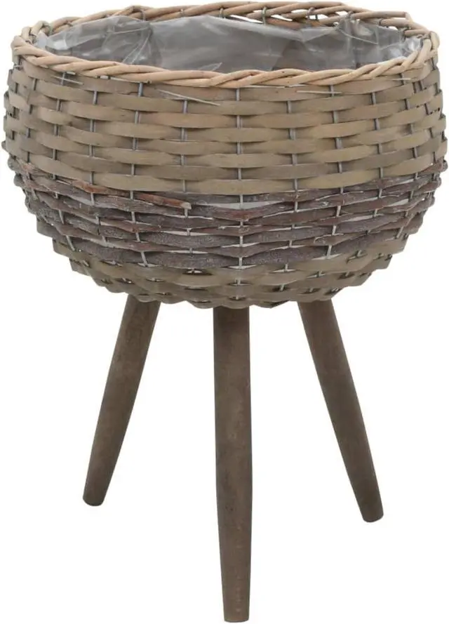 Alt view image 10 of 11 - vidaXL Planters Flower Boxes with PE Lining Wicker Plant Boxes 3 Pcs Solid Wood