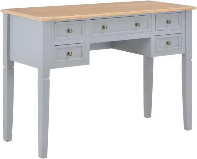 Alt view image 8 of 20 - vidaXL Writing Desk Computer Desk Laptop Table Home Workstation Gray Wood