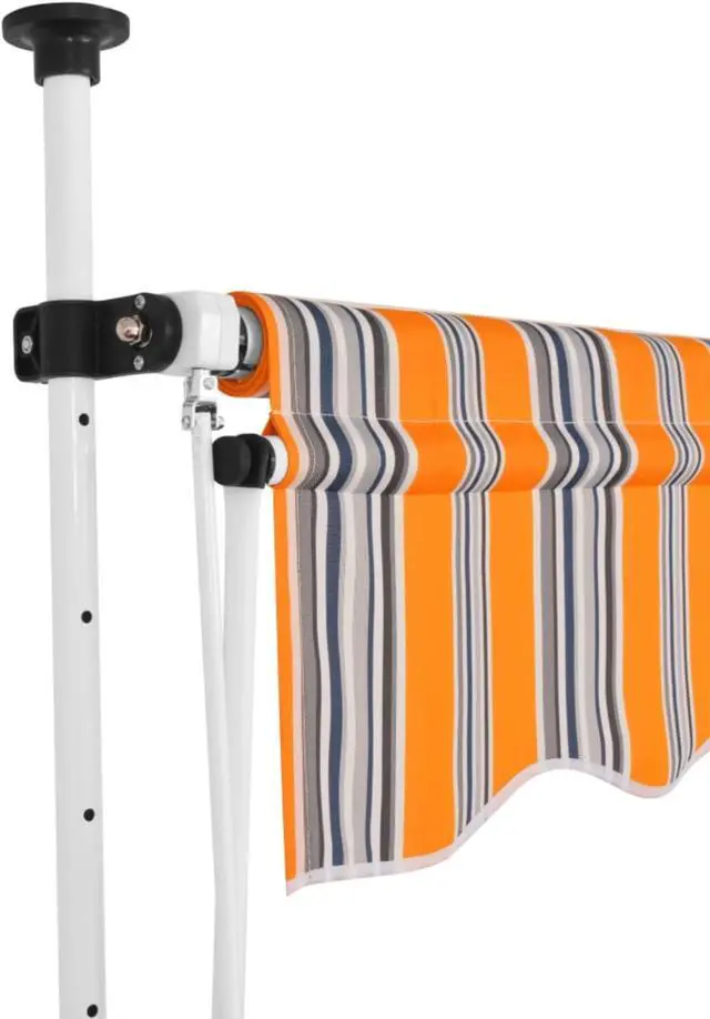 Alt view image 8 of 14 - vidaXL Retractable Awning Patio Folding Arm Awning 59" Yellow and Blue Stripes