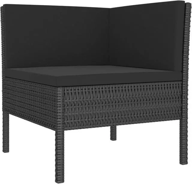 Alt view image 3 of 10 - vidaXL 3 Piece Garden Lounge Set with Cushions Poly Rattan Black