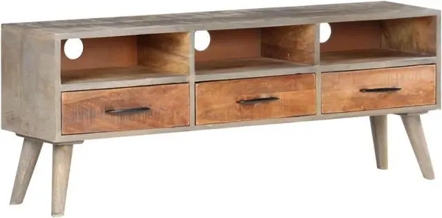 Alt view image 2 of 6 - vidaXL TV Stand TV Unit Sideboard TV Unit Cabinet Gray Solid Rough Mango Wood