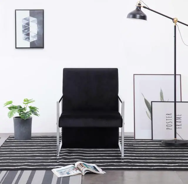 Main image of vidaXL Armchair with Chrome Feet Black Velvet