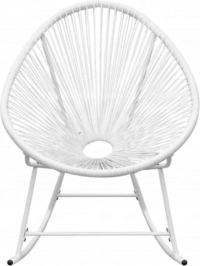 Alt view image 7 of 20 - vidaXL Rocking Chair All Weather Resistant Patio Rocker Chair White Poly Rattan