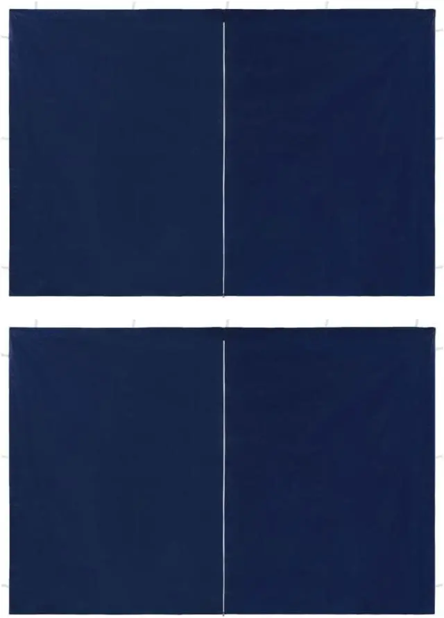 Alt view image 4 of 8 - vidaXL Party Tent Sidewall 2 Pcs Patio Canopy Sidewall with Zipper PE Blue