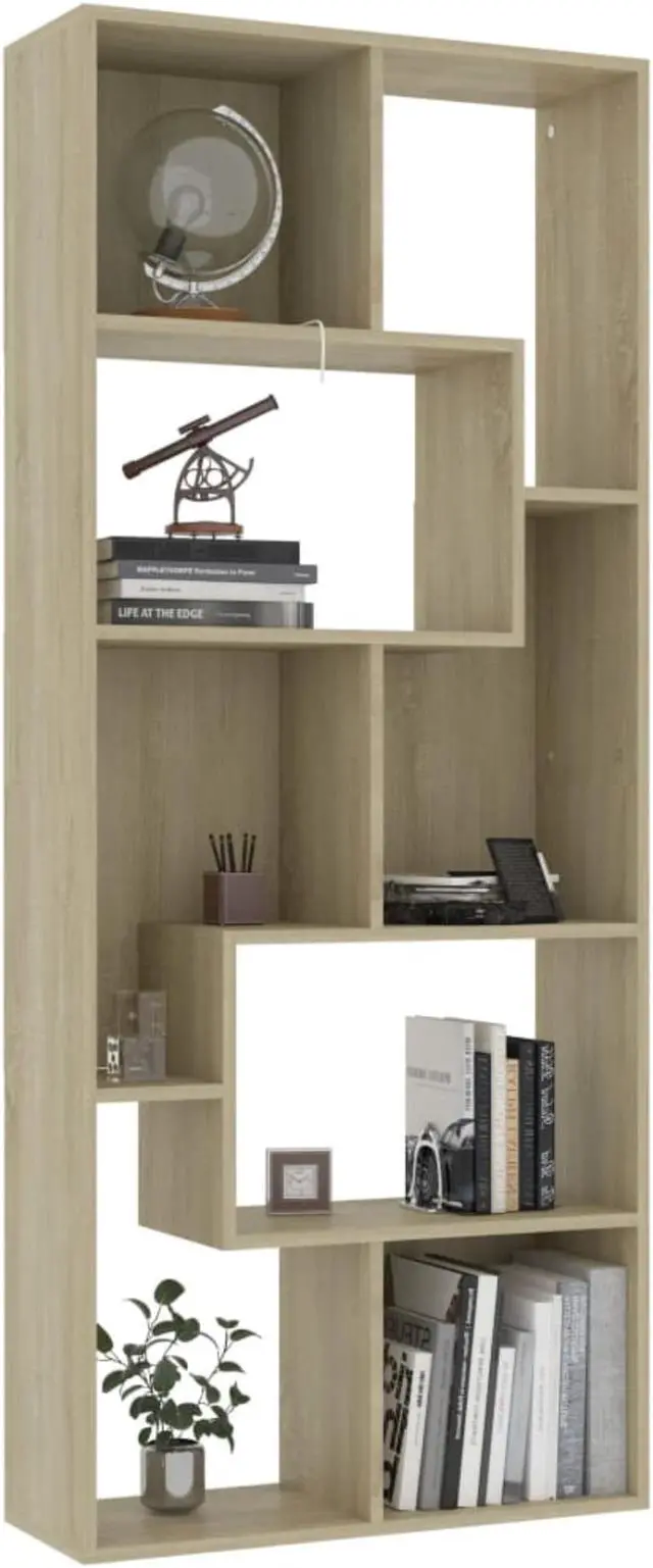 Alt view image 4 of 10 - vidaXL Book Cabinet Sonoma Oak Engineered Wood Book Shelf Chest Bookcase Rack