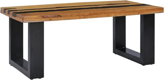 Alt view image 9 of 13 - vidaXL Coffee Table End Table Side Sofa Table Solid Wood Teak and Lava Stone
