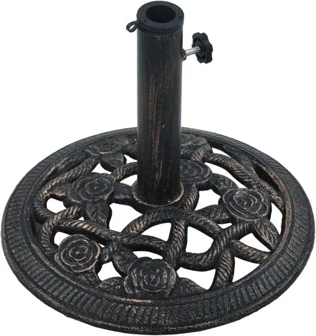 Alt view image 8 of 10 - vidaXL Umbrella Base Patio Umbrella Stand Black and Bronze 19.8 lb Cast Iron