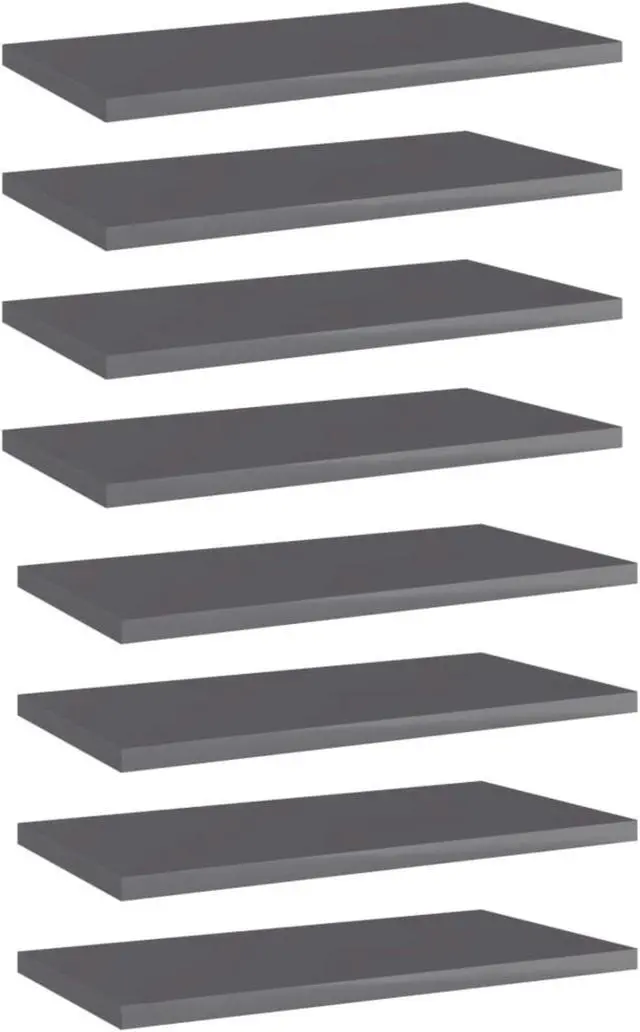 Alt view image 6 of 13 - vidaXL Bookshelf Boards Floating Shelf 8 Pcs High Gloss Gray Engineered Wood
