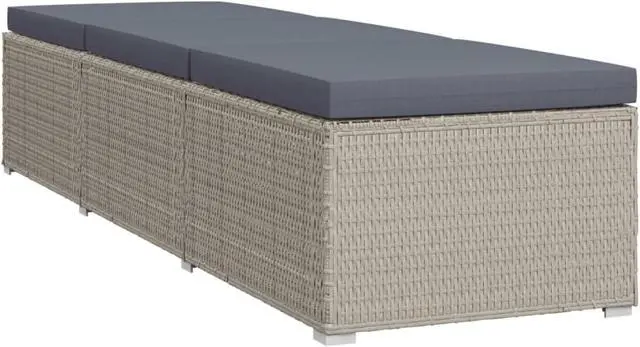 Alt view image 11 of 15 - vidaXL Patio Lounge Chair Sunlounger Sunbed with Cushion Gray Poly Rattan