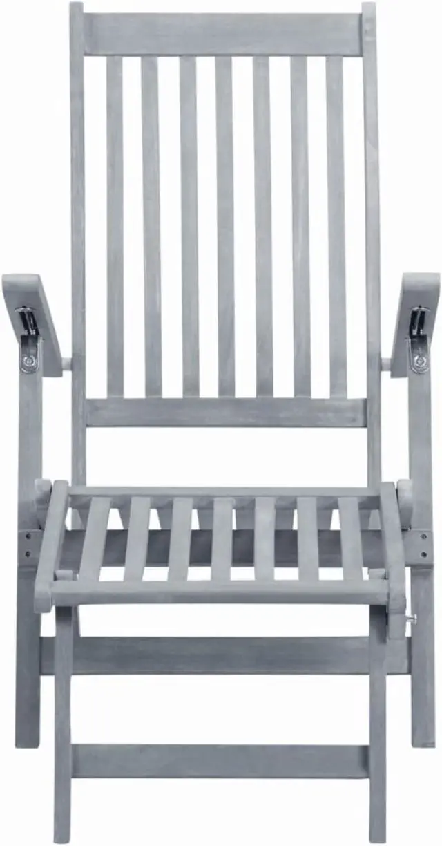 Alt view image 9 of 14 - vidaXL Deckchair Patio Lounge Chair Folding Sunlounger Gray Solid Acacia Wood