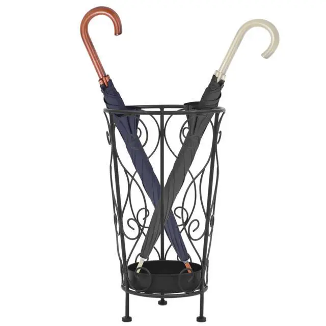 Alt view image 2 of 10 - vidaXL Umbrella Stand Vintage Style Metal 10.2"x18.1" Black