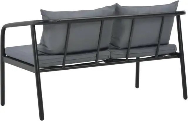 Alt view image 11 of 14 - vidaXL 2 Seater Sofa Couch with Cushions Patio Wicker Love Seat Aluminum Gray