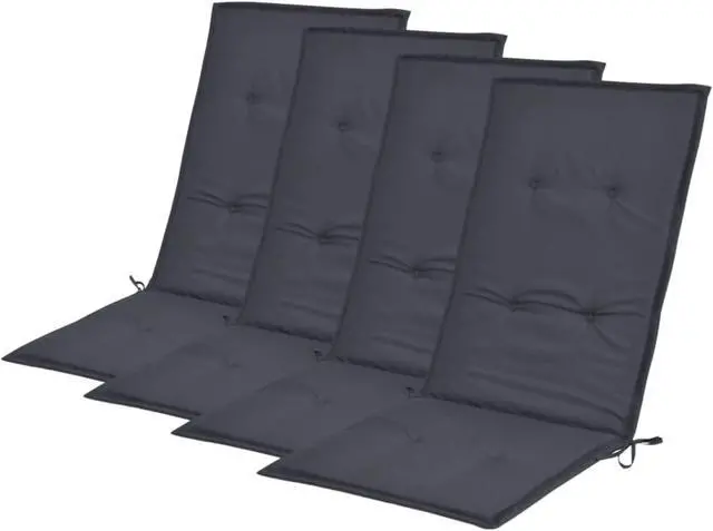 Alt view image 8 of 11 - vidaXL Chair Cushion 4 Pcs Garden High Back Chair Cushion Anthracite Fabric